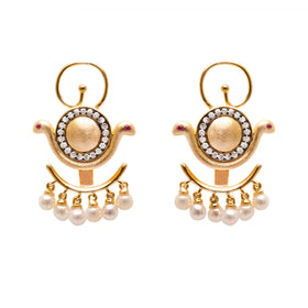AMMANII Ear Jacket Earrings with Freshwater Pearls in Vermeil Gold - AMMANII