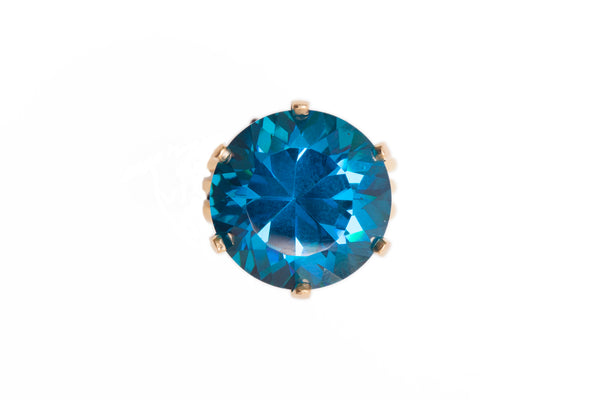 AMMANII Blue Topaz Statement Ring in Vermeil Gold