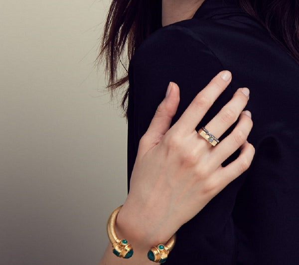 AMMANII Pavé Star and Moon Stackable Rings in Vermeil Gold - AMMANII