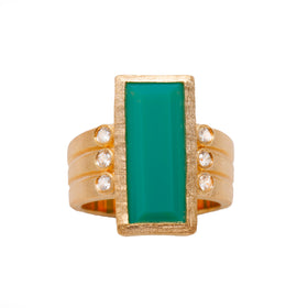 AMMANII The Queen Ring with Hand Cut Chrysoprase in Vermeil Gold - AMMANII