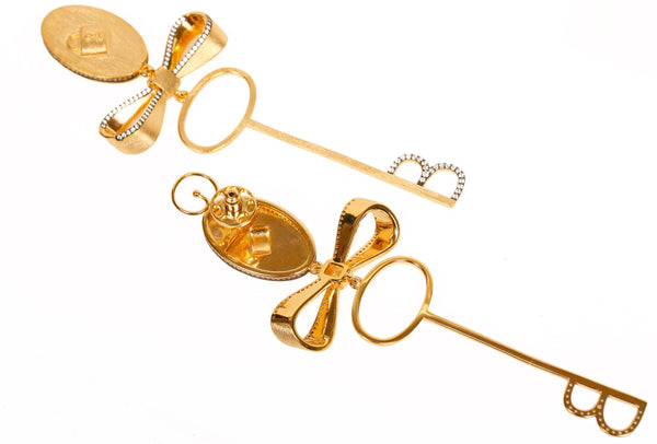 AMMANII Boss Lady  Lock and Key Drop Earrings in Vermeil Gold - AMMANII