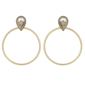 AMMANII Pavé Star Statement Hoop Earrings in Vermeil Gold - AMMANII