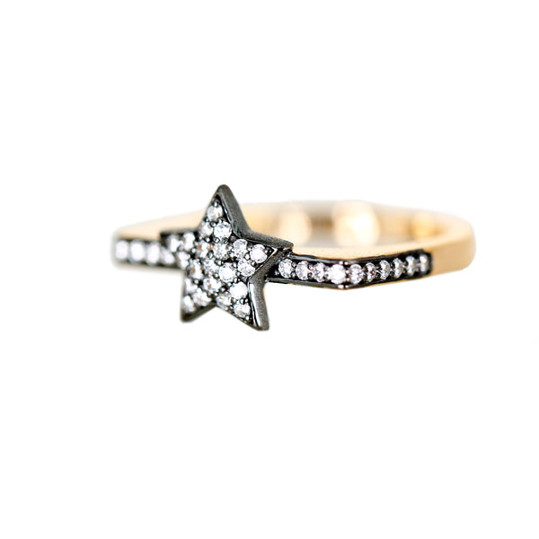 AMMANII Pavé Sparkling Studded Star Ring in Vermeil Gold - AMMANII