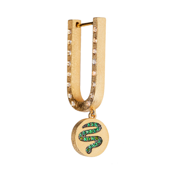 AMMANII Queen Tiy Hoop Earrings with Snake Charm in Vermeil Gold - AMMANII