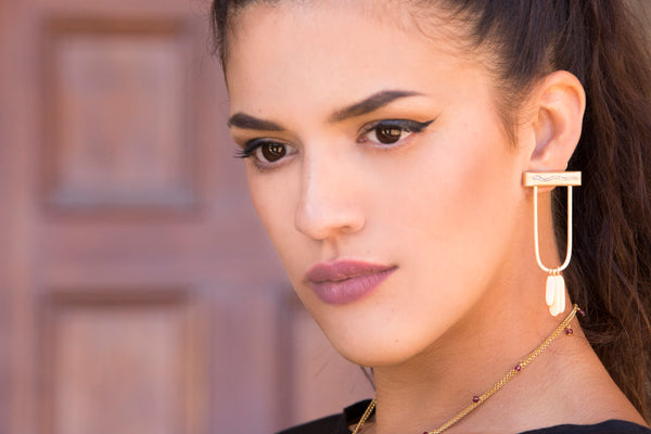 AMMANII Mix-and-Match Pavé Snake Drop Earrings in Vermeil Gold - AMMANII