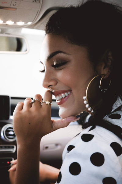 AMMANII Freshwater Pearl Studded Star Ring in Vermeil Gold - AMMANII