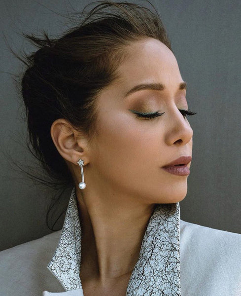 AMMANII Studded Star Jacket Earrings with Freshwater Pearls in Vermeil Gold - AMMANII