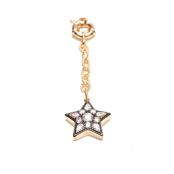AMMANII Multi-Strand Moon and Stars Charm Pavé Necklace in Vermeil Gold and Black Ruthenium - AMMANII