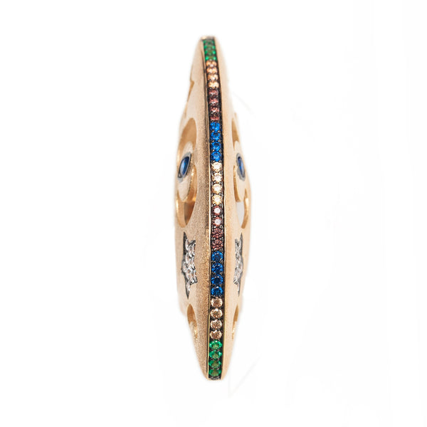 AMMANII Statement Dome Ring with Colored Gemstones and Pavé Star in Vermeil Gold - AMMANII