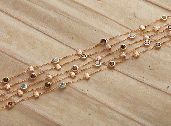 AMMANII Multi-Color Gemstone Bracelet in Vermeil Gold - AMMANII