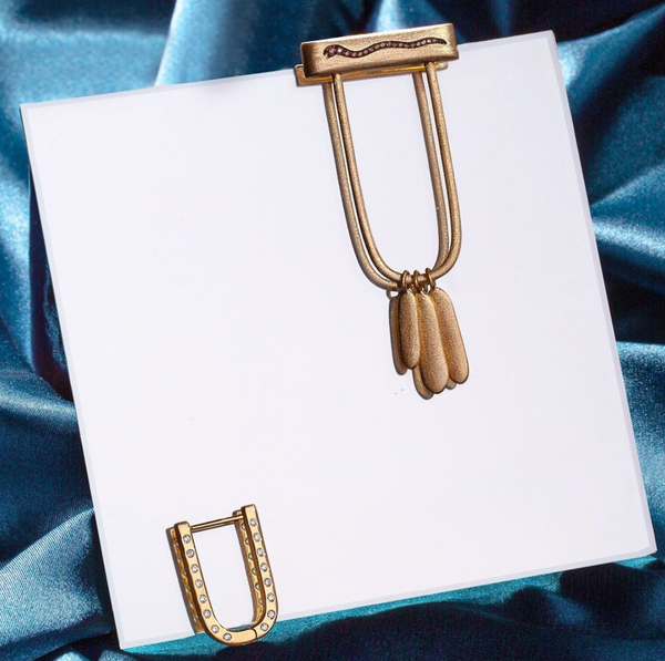 AMMANII Mix-and-Match Pavé Snake Drop Earrings in Vermeil Gold - AMMANII