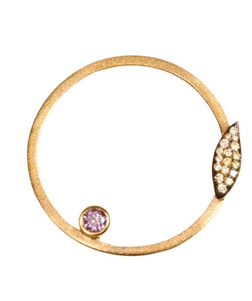 AMMANNI Pavé Mix and Match Bird and Hoop Statement Earrings with Tassels in Vermeil Gold - AMMANII