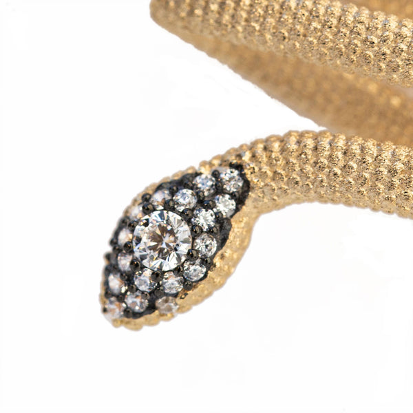 AMMANII Mehen Pavé Snake Wrap Earrings in Vermeil Gold - AMMANII