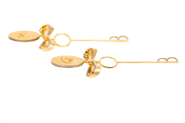 AMMANII Boss Lady  Lock and Key Drop Earrings in Vermeil Gold - AMMANII