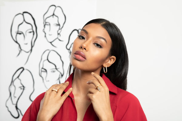 AMMANII Queen Hatshepsut Ring with Ruby Studded Snake in Vermeil Gold - AMMANII