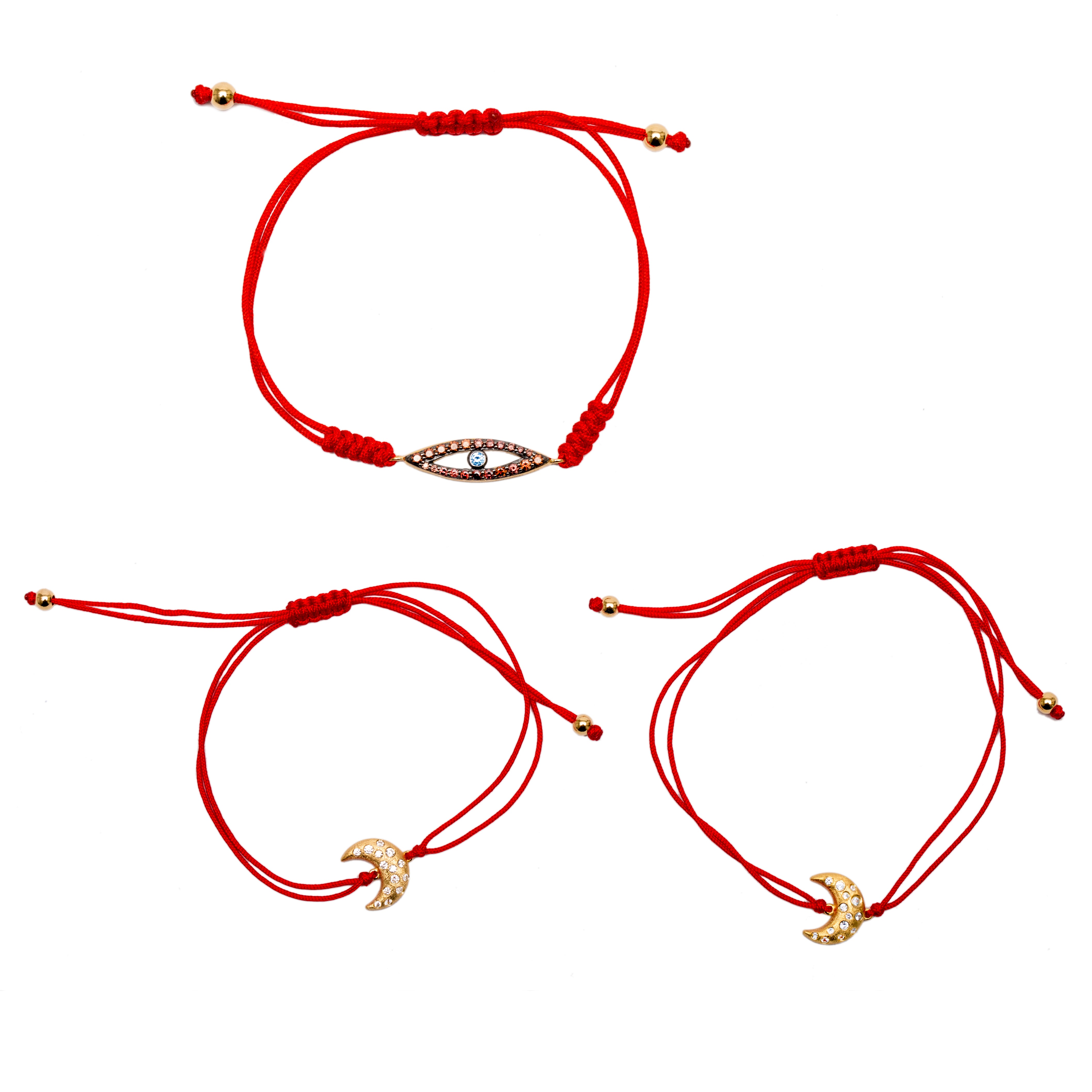 AMMANII Evil Eye Bracelet with Adjustable Red Silk String