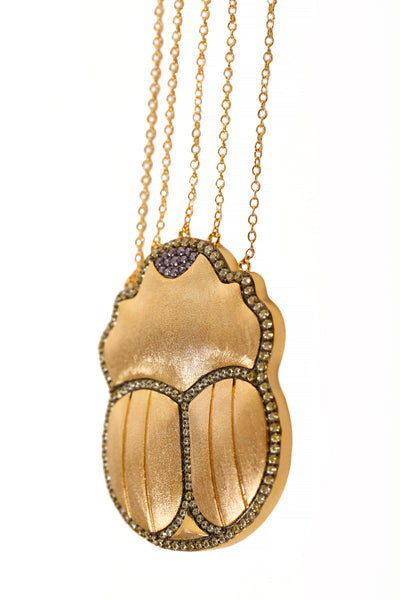 AMMANII Scarab Statement Drop Earrings in Vermeil Gold - AMMANII