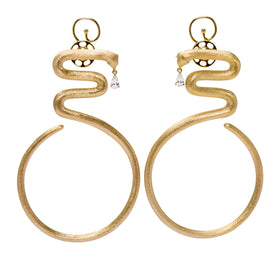 AMMANII The First Queen Large Snake Hoop Earrings in Vermeil Gold - AMMANII