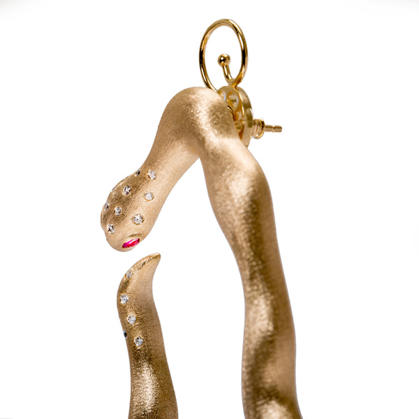AMMANII Fierce Snake Statement Hoop Earrings in Vermeil Gold - AMMANII