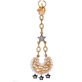 AMMANII Statement Drop Earrings with Pavé Star, Moon and  Freshwater Pearls in Vermeil Gold - AMMANII