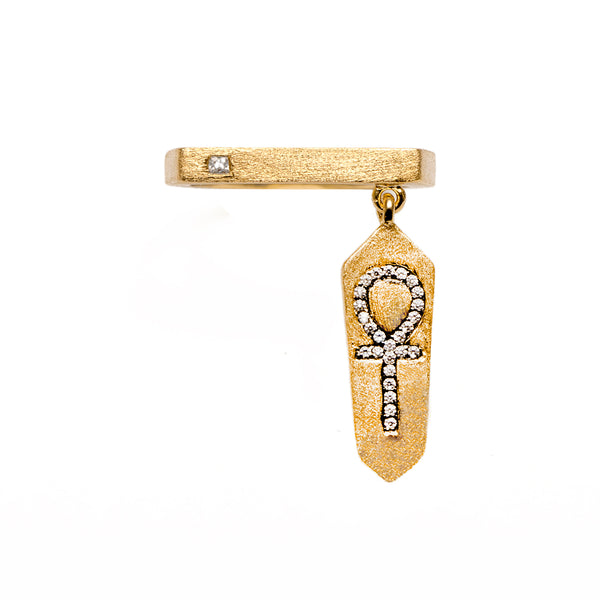 AMMANII Ankh Amulet Charm Ring in Vermeil Gold - AMMANII
