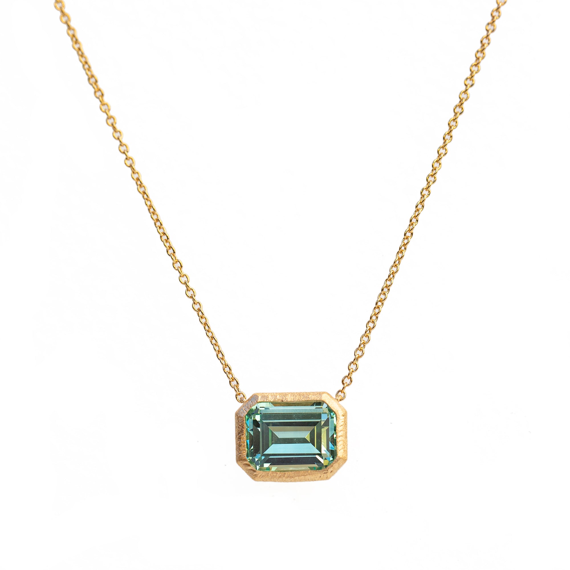 Emerald Cut Bezel Necklace – Loren Stewart